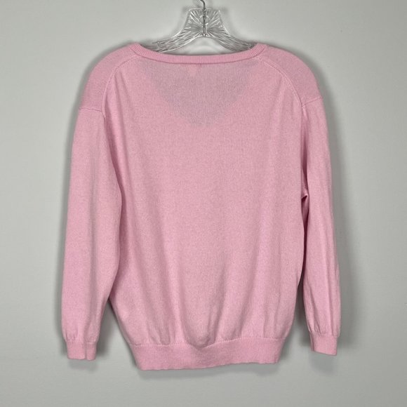 J Crew Womens Pink Cashmere Relaxed V Neck Sweater Heathered Peony size XXS - Picture 5 of 12